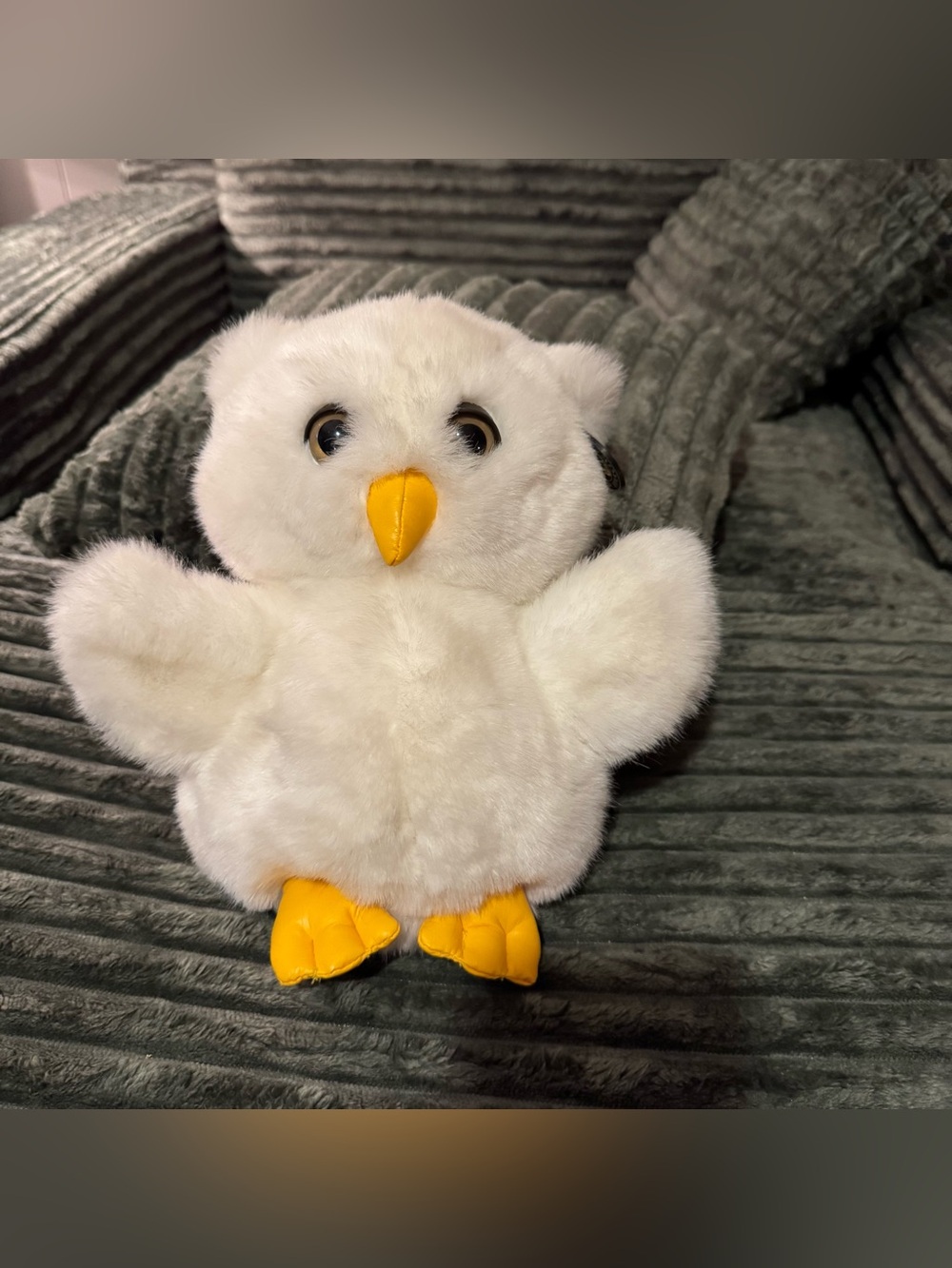 Vintage 1985 24K Polar Puff Owl Plush Hand Puppet Special Effects DCN White 7.5”